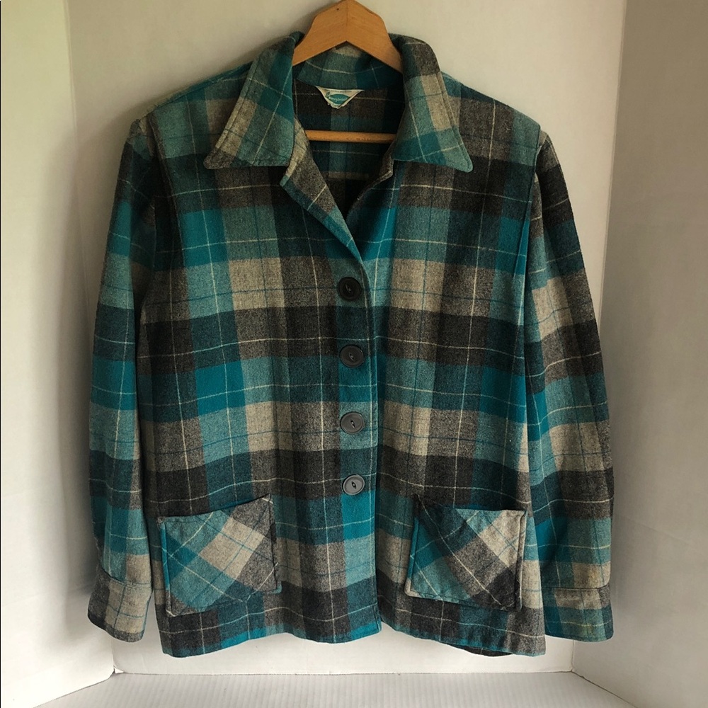 Vintage 50s Sears & Roebucks Kerrybrook Wool Plaid Jacket L